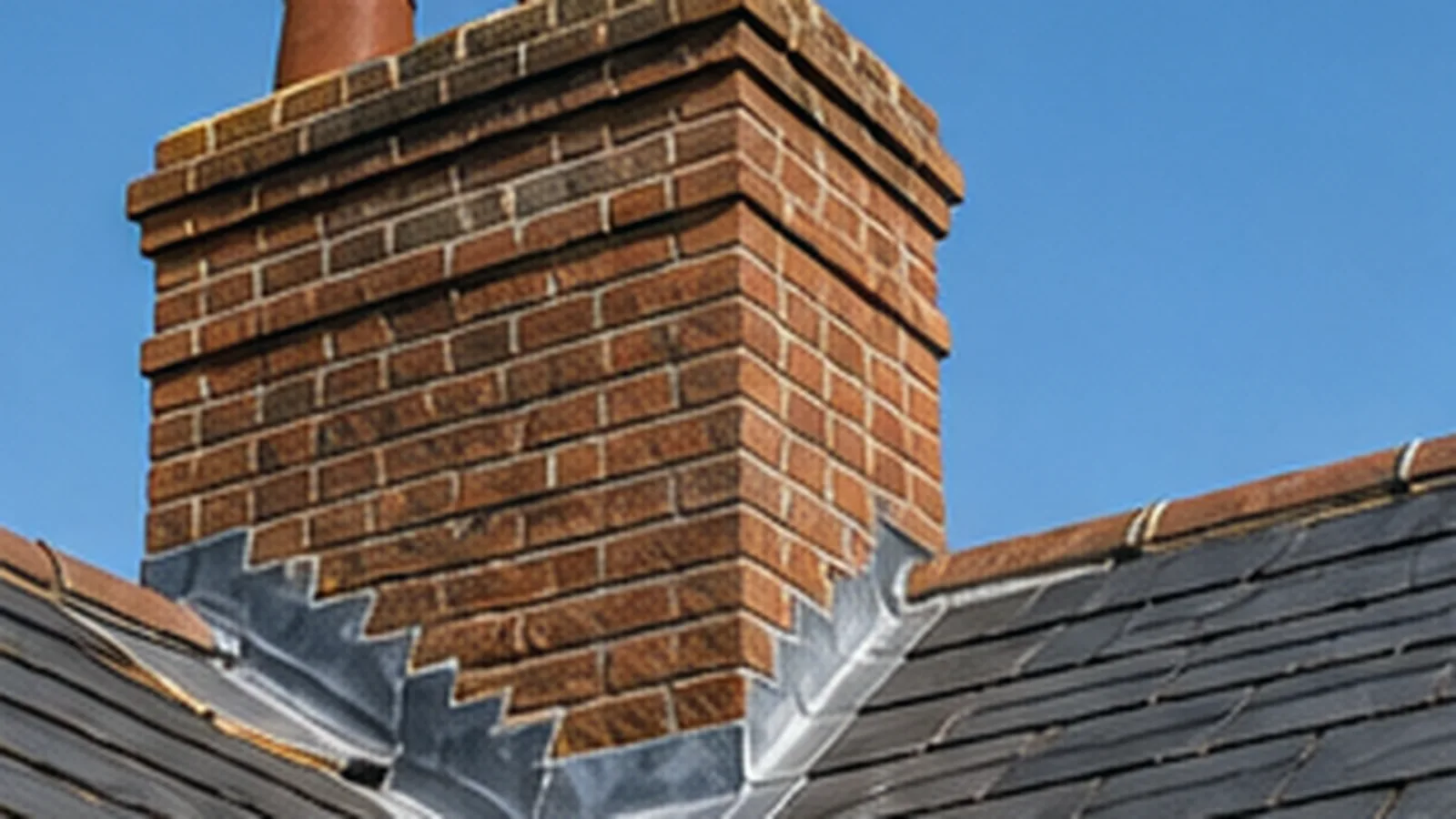 A repaired and repointed chimney stack on a Buckinghamshire home