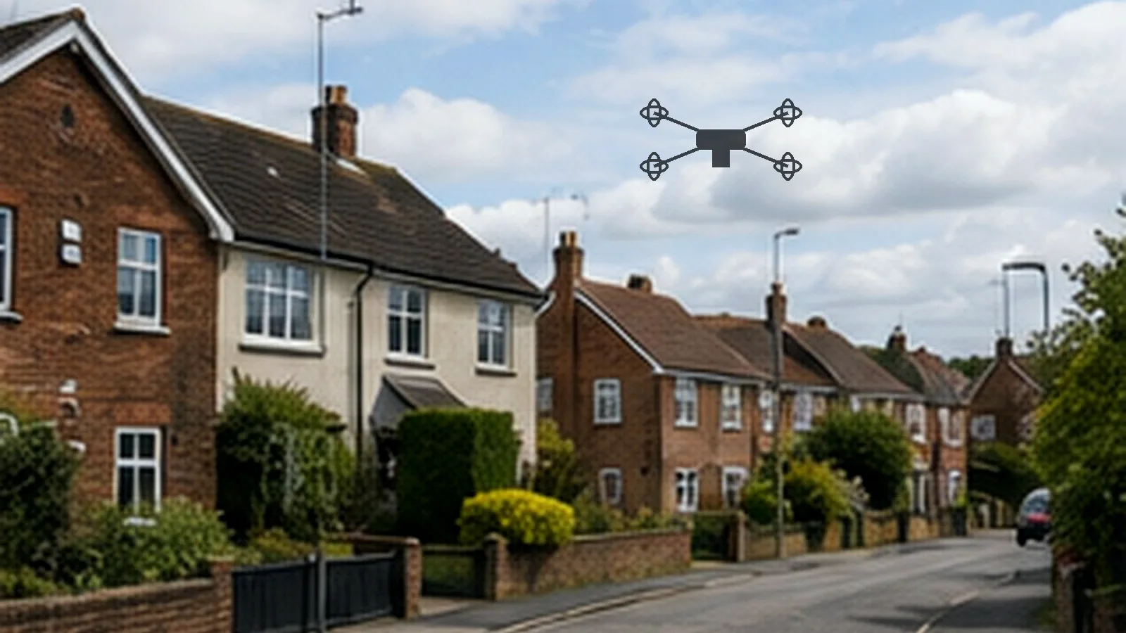 Drone roof survey being carried out on a house in Amersham