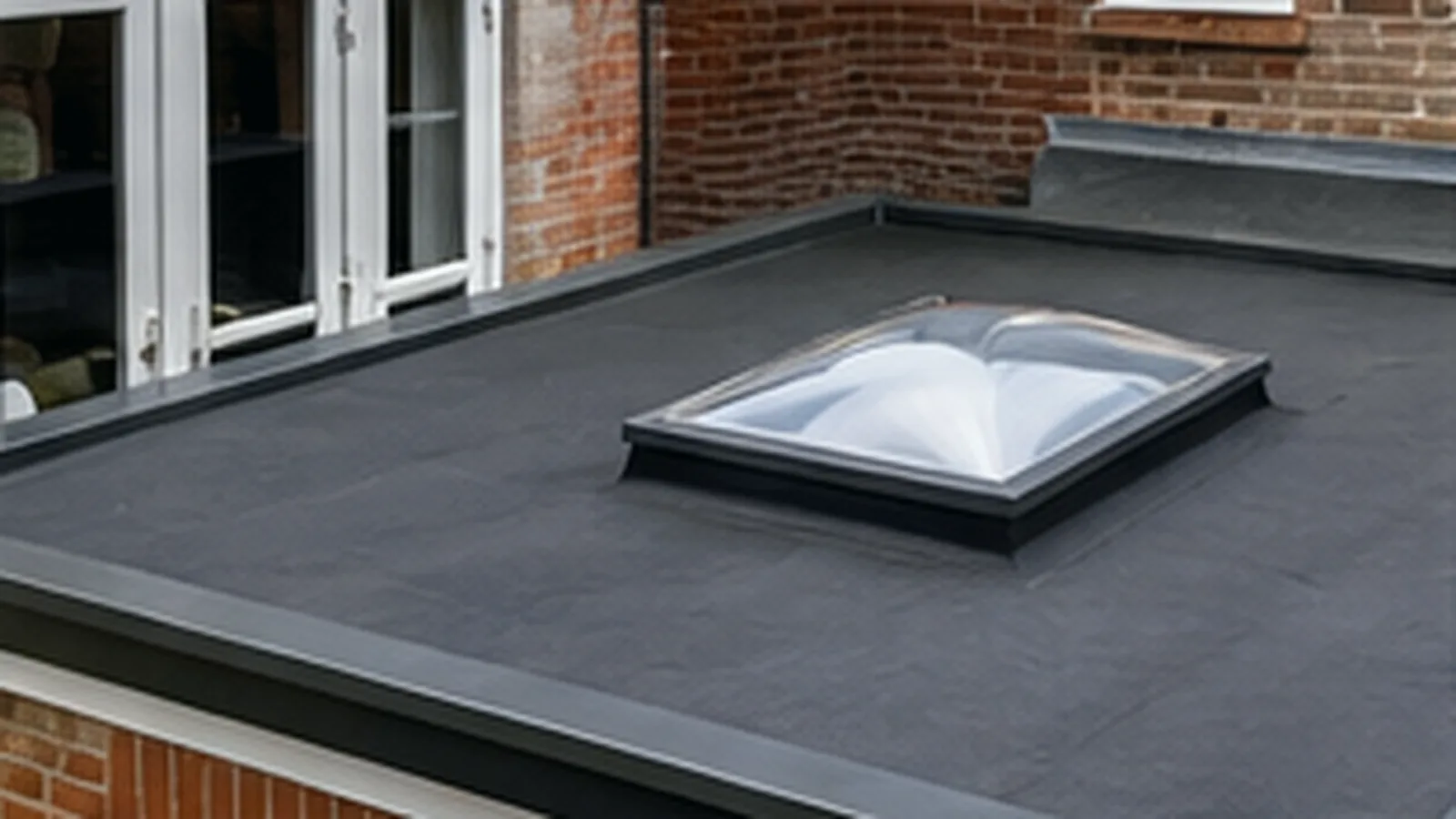 A newly fitted EPDM flat roof on a home extension in Buckinghamshire