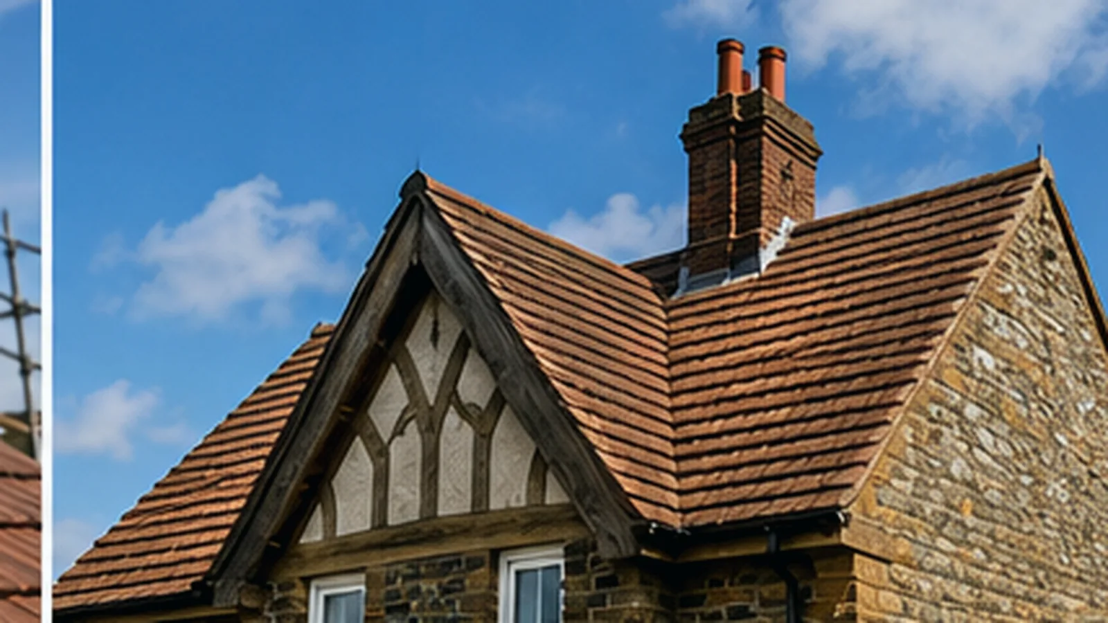 A newly tiled pitched roof on a Chilterns home in Buckinghamshire